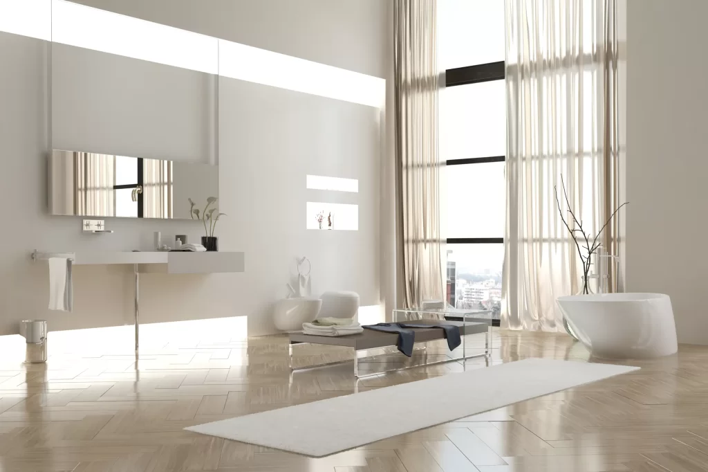 Bagno di design con finestra panoramica