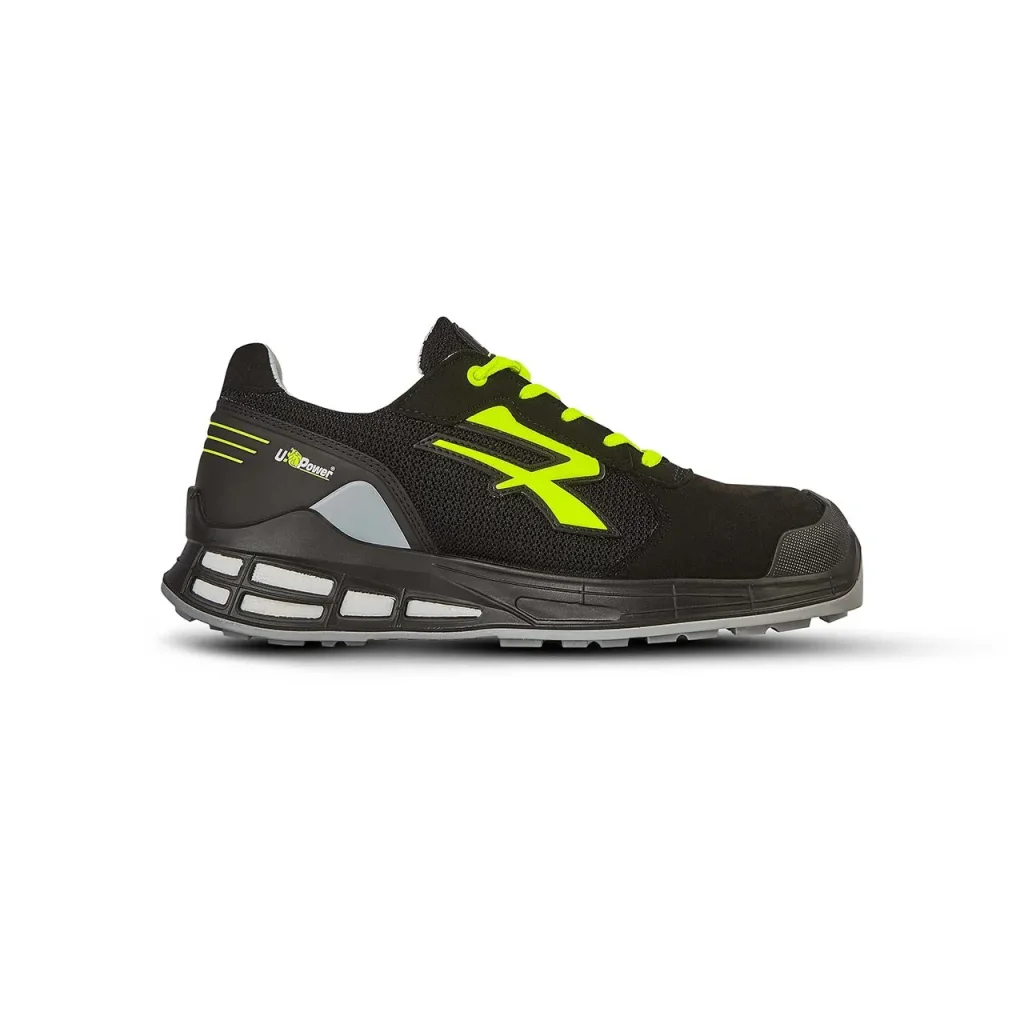 Scarpa U-Power Elvis nera con logo giallo.