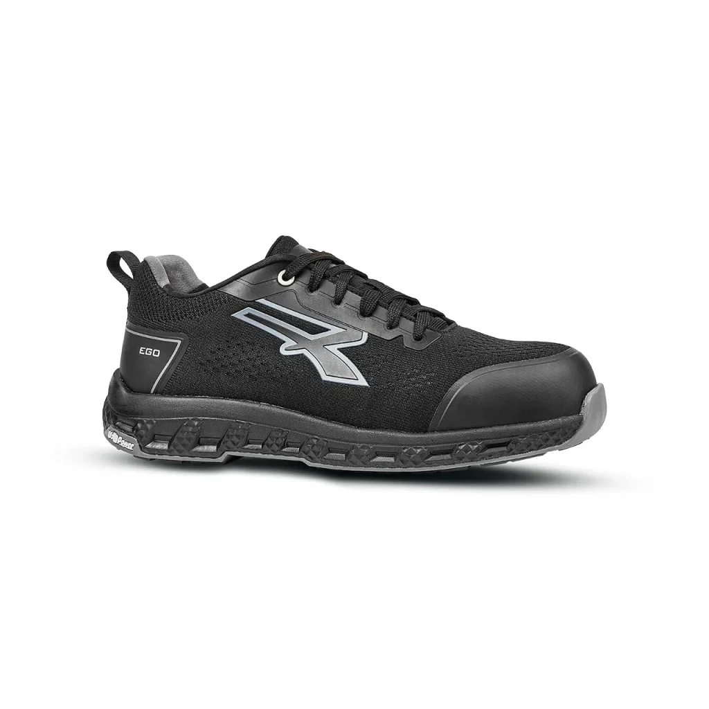 Scarpe U-Power Rook nere con logo grigio.