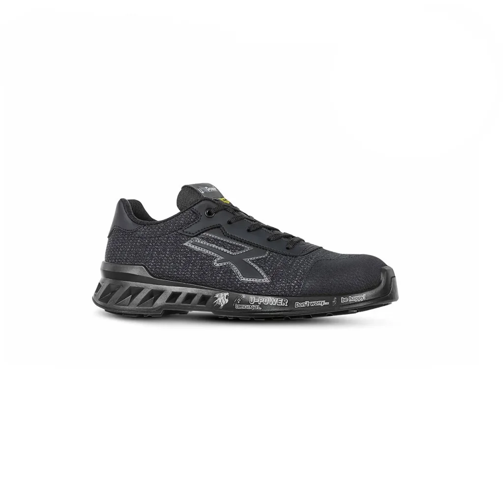 Scarpe U-Power Scott nere con logo grigio scuro.