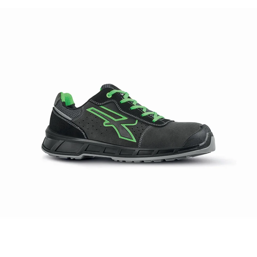 Scarpe U-Power Taylor nere con logo verde.